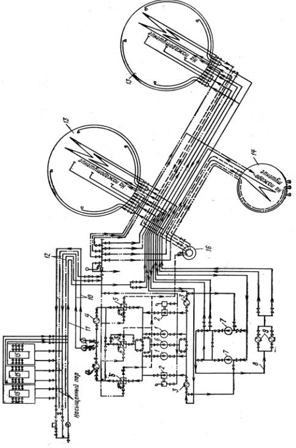 Схема трубопроводов и размещение оборудования.